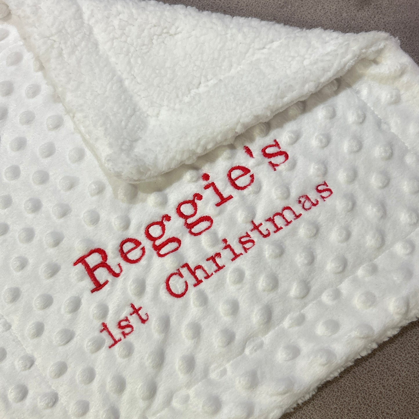 white bobble comforter tag